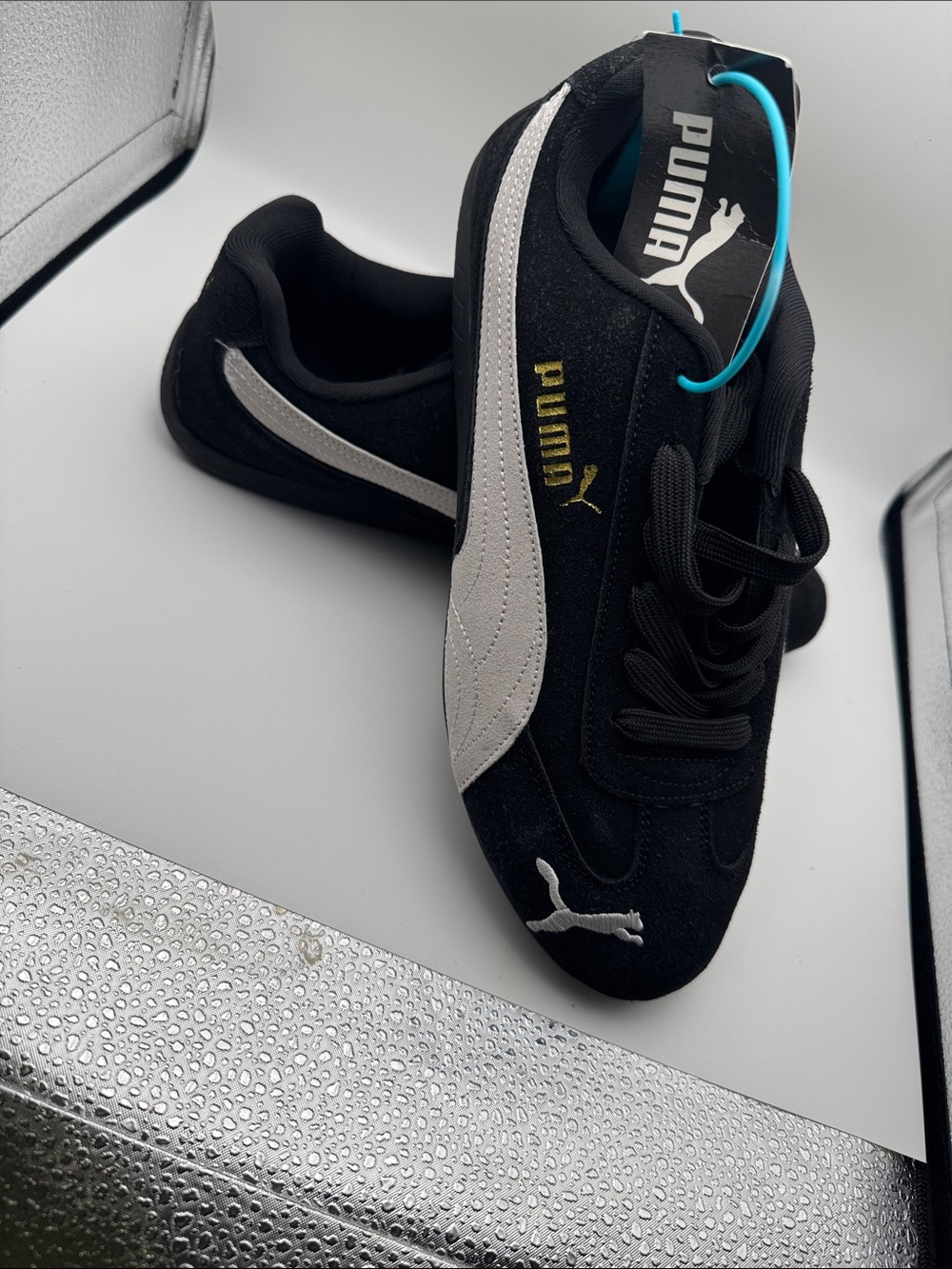 Puma Kids Black Sneakers with White Formstrip